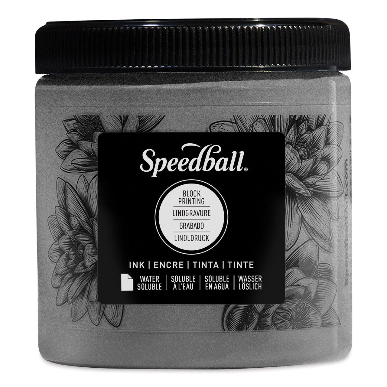 Speedball Water-Soluble Block Printing Ink - Pewter (Metallic), 8 oz